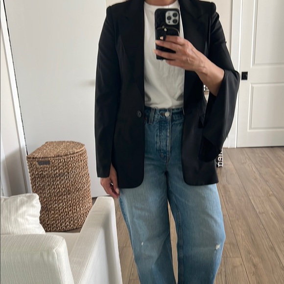 Black Tailored Wool-Blend Blazer - Picture 1 of 7